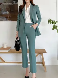 Women's Two Piece Pants Fashion Ladies Pant Suit Formal Women Office Business Work Wear Blazer And Trouser 2 Set With Pocket Chic Female