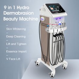 Multifunctional 9 in 1 Oxygen Jet Skin Elasticity Improve V Face Shaping Lifting Scrubber Exfoliating Acne Wrinkle Treatment Skin Management Device