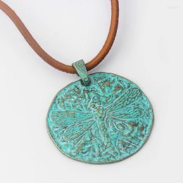 Pendant Necklaces 2pcs Verdigris Patina Carved Dragonfly Charms Pendants Large Round Boho Necklace Diy Jewellery Making Accessories Findings