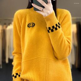 Women's Sweaters BELIARST Merino Wool Half High Neck Sweater Knitting Pullover Thickened Smile Long Sleeve Casual Top Clothes M-8139