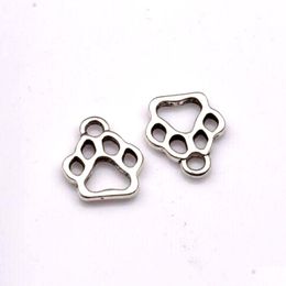 Charms 500Pcs Alloy Hollow Dog Paw Charm Pendant For Jewelry Making Bracelet Necklace Diy Accessories 11X1M Antique Sier Jewelry Jewel Dhho8