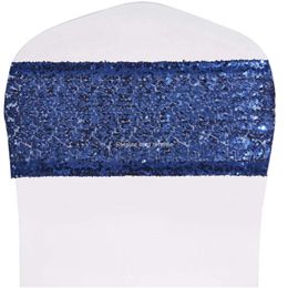 Sashes Sequin Chair Navy Blue Folding Ers Bow For Wedding Party Reception Decorations Drop Delivery Amiio