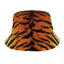 Berets Realistic Tiger Skin Bucket Hat For Women Men Summer Vocation Animal Sun Stylish Fishing Caps Irish Country