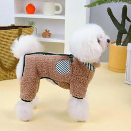 Dog Apparel Durable Pet Clothes Plaid Cozy Winter Jumpsuit Easy-to-wear Dog/cat With Zipper Design For Weather