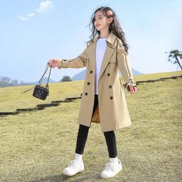 Coat England Style Teenager Long Trench Big Girls Windbreakers Spring Autumn Jacket Kids Children Outerwear Coats Plus Size 6-15Y