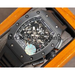 Men's Milles Chronograph Rm011 Rm11 Montres Watches Designer Superclone Size Richa Luxe Watch with Mechanics 40x50x16mm De Fully19 montres de luxe