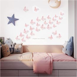 Wall Stickers 3D Butterfly Decor 3 Sizes Styles Removable Room Mural For Party Cake Decoration Metallic Fridge Sticker Kids Bedroom Nu Amrtz