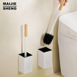 Toilet Brushes Holders Toilet Brush Holder Wall Mounted Multi-Colors WoodAluminium Alloy Bathroom Toilet Brushes Cleaning Storage 231024