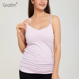 Camisoles Tanks Sleep Lounge Gratlin Nursing Tank Top Breastfeeding Cotton Vest Maternity Cami Tops Soft Sleepwear Plus Size Cross Back Summer S M L XL XXL 231021