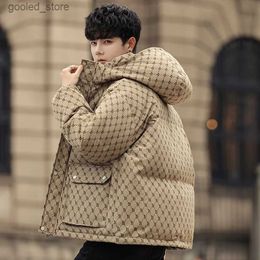 Men's Down Parkas Hooded Down Jacket Men 2022 Winter Fashion Man Short White Duck Down Jacket Warm Thicken Letter Print Coat Puffer Jacket Women Q231024