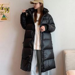 Women's Trench Coats 2023 Winter Jacket Women Parkas Long Coat Thick Warm Cotton Black Hooded Padded Clothes Ladies Jackets