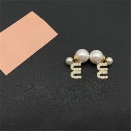 Pearl earrings designer for women Designers hoop Ear Stud Woman Letter Charm with Diamond Pendant Stud Earrings Fashion Earring G2310254Z-6