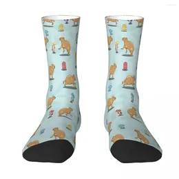 Men's Socks Colorful Mushroom Capybara Guinea Pig Sock Men Women Polyester Stockings Customizable Design