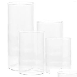 Candle Holders 4 Pcs Glass Cup Hurricane Clear Supplies Cylinder Er Candlestick Drop Delivery Home Garden Decor Otbfx