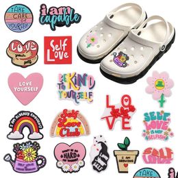 Shoe Parts Accessories Wholesale 100Pcs Pvc Self Love Club Take Care Of Yourself Sandals Buckle Charms Woman Decorations For Backp Dhrxx