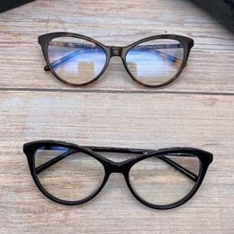 Channel Designer Sunglasses Top Quality Fashion Luxury Original Ultra Light Board Small Glasses Cat Eyes Black Frame Plain Face Divine Tool Glasses Female Myopia