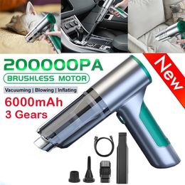 Vacuums 200000Pa Car Vacuum Cleaner 3 in 1 Wireless Portable Handheld Pump For Home Electronic Accessories 231023