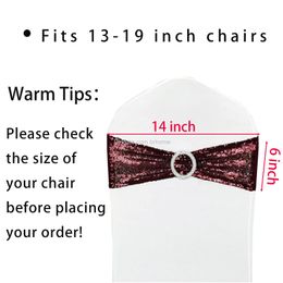 Sashes Chair Sequin Stretch Bands Spandex Polyester Bows For Party El Wedding Banquets Decoration Bury Drop Delivery Am6Nn