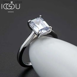 Wedding Rings IOGOU 925 Sterling Silver 2.5 Carat Emerald Cut Solitiare Rings for Women Simulated Diamond Engagement Wedding Band Ring Jewellery Q231024
