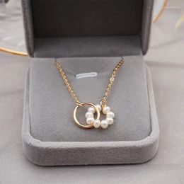 Pendant Necklaces Fashion Natural Pearl Necklace For Women Korean Original Stainless Steel Choker Jewellery Accessories Gift