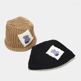 Berets Ins Patch Knitted Hat Women's Autumn And Winter Handmade Hook Thick Warm Bucket Japanese Style Small
