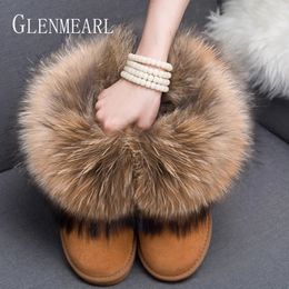 Boots Women Boots Genuine Leather Real Fur Brand Winter Shoes Warm Black Round Toe Ankle Plus Size Female Snow Boots DE 231023
