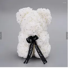 Decorative Flowers 2023 Diamond Rose Bear With Heart Artificial Roses Foam Flower Diamonds Valentine's Day Gifts Mother's