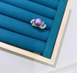 Cluster Rings MJ Pearl Ring Fine Jewelry 925 Sterling Silver Round 9-10mm Nature Fresh Water Purple Pearls For Women Presents