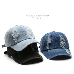 Ball Caps Cowboy Hat Japanese Female Fashion Retro Casual Solid Colour Light Plate Baseball Cap Holes Washed Old