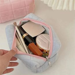 Cosmetic Bags Large Capacity Pink White Blue Plush Makeup Bag Pencil Case Cute Student Storage Bag Soft Multifunctional Cosmetic Bag Organizer 231024