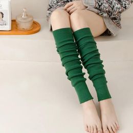 Women Socks Autumn And Winter Wool Cashmere Yoga Sock Cover Warm Tiny Vertical Bar Pure Colour Simple Leg Protection Foot