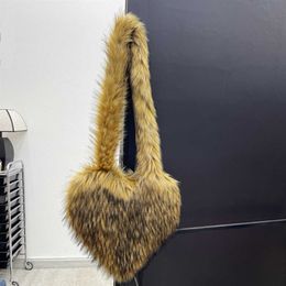 New Crossbody Love Bag Imitation Raccoon Dog Fur Grass Plush Large Capacity Shell Bag Personality 231024