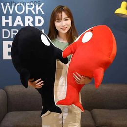 Other Toys Nice 60/80cm New Black And Red Shark Plush Toys Big Killer Whale Doll Orcinus Orca Stuffed Sea Animals Children Birthday GiftL231024