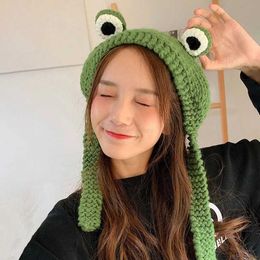 Beanie/Skull Caps Cute Ladies Frog Hat Beanies Crochet Knitted Winter Women Cap Costume Accessory Gifts Warm Ear Bonnet Photography Prop PartyL23/10/24