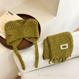 2023 new autumn and winter classic luxury brand designer baby warm cute children cat ear set AAAAAAA