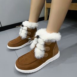 Large size fashion suede snow boots short plush round toe cotton boots new casual solid color cotton shoes