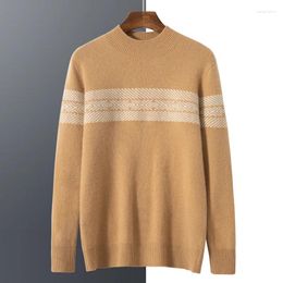 Men's Sweaters ROGNYI Cashmere Sweater Round Neck Pullover Autumn And Winter Colorblock Tops Casual Knit Fashion Large Size