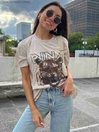 Women's T-Shirt Tiger Graphic T-Shirts for Women Casual Letter Print Vintage Tee Shirt Female Fashion Tees Tops Shirts 2023 Summer Clothes T231024