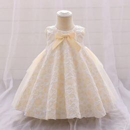 Girl Dresses Baby Girls Floral Print Puff Sleeve Bowknot Prinese Dress Clothes Sweet Birthday Party Ball Gown 70cm-90cm