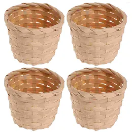 Dinnerware Sets 10 Pcs Bamboo Mini Flower Basket Succulent Plants Home Storage Decorative Gift Artificial Wooden Handmade Office Premium