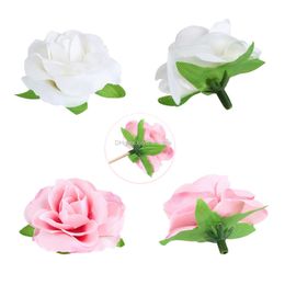 Decorative Flowers Wreaths Mini Rose Artificial Flower Heads 1.6 Real Looking Silk For Diy Wedding Bouquets Bridal Shower Baby Party D Amqd4