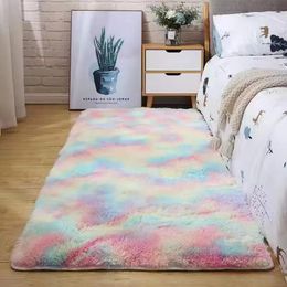 Carpet Hairy Rainbow Rugs for Children Bedroom Soft Furry Carpets Living Room Kids Baby Room Nursery Playroom Cute Room Decor Area Rug 231023