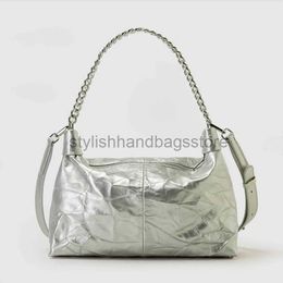 Shoulder Bags Bags Fashion Silver Pleated Bag Designer Women's Handbag Soft Pu Leather Shoulder Cross Body Bag Tramp Women's Walletstylishhandbagsstore