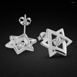 Stud Earrings Creative Women's 925 Sterling Silver Zircon Inlaid Star Party Noble Jewelry Femal Christmas Gift