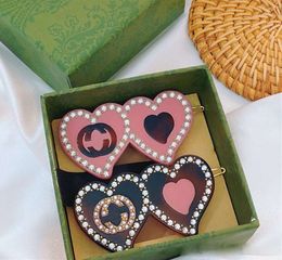 Hair Clips Barrettes brand sweet pink heart hair clips barrettes popupal fashion luxury letters shining crystal bling diamond pins for wo2811