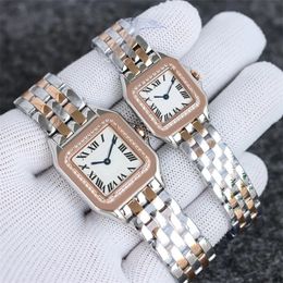 Luxury Women's Tank Plated Gold Watch with Quartz Movement and Square Design - Designer Stainless Steel couples wristwatch (DH016)