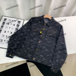 xinxinbuy Men designer Coat Jacket Denim paris Letter jacquard long sleeves women white Black blue M-2XL