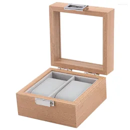 Watch Boxes 1 PC 2 Grids Exquisite Wooden Box Handy Display Organizer Couple Storage Case For Gift Holder