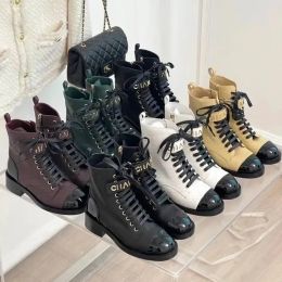 Designers Boots High Quality Ankle Boots Women Boots Colored Round Sole Elevated Elastic Martin Boots Lace up Shoes Adjustable Zipper Combat Boots