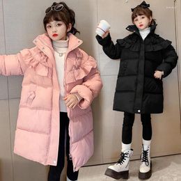 Down Coat 2023 Autumn Winter Baby Girls Jacket Child Thicken Keep Warm Gradient Flower Hoodie Clothes For Teenage 5-14 Years